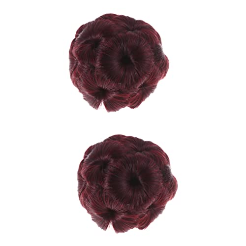 VALICLUD 2 Stück Haar Dutt Clips Rotweinfarben Haarknoten Scrunchy Haarteil für Damen und Mädchen Synthetische Ponytail Extensions Einfache Anwendung Sicherer Universelle von VALICLUD