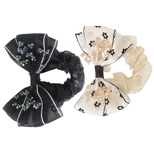 VALICLUD 2 Stück Haargummi mit Schleife Elastische Haarseile für Mädchen Stylische Blumen Haar Ringe Kopfschmuck für Vielseitiger Haarschmuck von VALICLUD