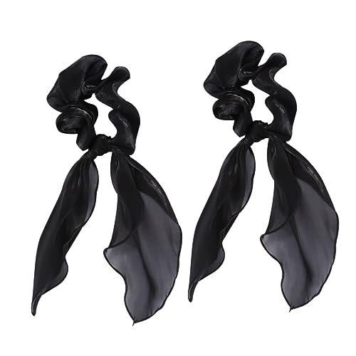 VALICLUD 2 Stücke Elastische Haargummis mit Schleife Langes Tuch Haarband für Damen Pferdeschwanzhalter Haarschmuck in Solid Farbe Elastische Haarseile für Mädchen von VALICLUD