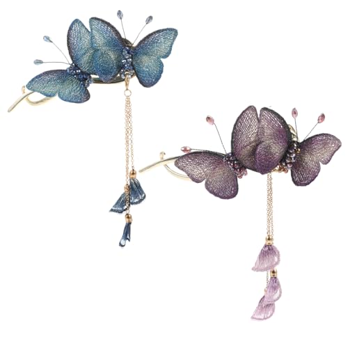 VALICLUD 2stücke Schmetterling Haarspangen Für Damen Metall Haar Klemme Mit Quaste Stabile Struktur Kein Verrutschen Tägliches Outfit Besonderen Anlässen Tragbar von VALICLUD