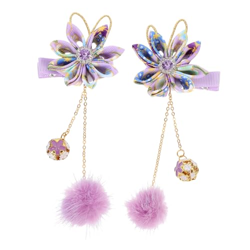 VALICLUD 2 Stück Haarklammer mit Blauer Blume und Dangle Tassel Chinesischer Retro Haarclip für Mädchen Rutschfeste Haarnadel für Verschiedene Frisuren und Festes Halten bei Trockenem und von VALICLUD