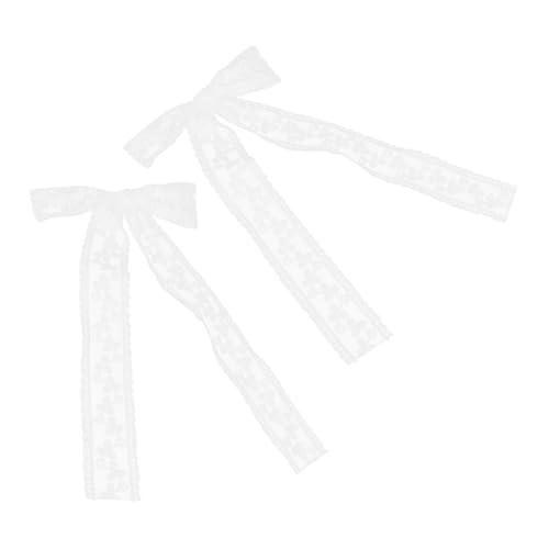 VALICLUD 2 Stück Haarnadel aus Spitze Haarnadel mit großer Schleife seidige Satin-Haarschleifen Haarschmuck für Frauen Bogen Dame Blau Rosa Bandhaarklammern Haarzubehör Weiß von VALICLUD