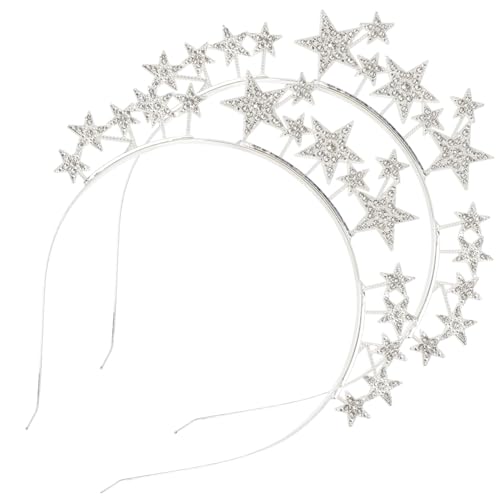 VALICLUD 2 Stück Haarreif Stern Haarband Glitzer Metall Sternförmig Silberfarben für Mädchen Party Alltag von VALICLUD