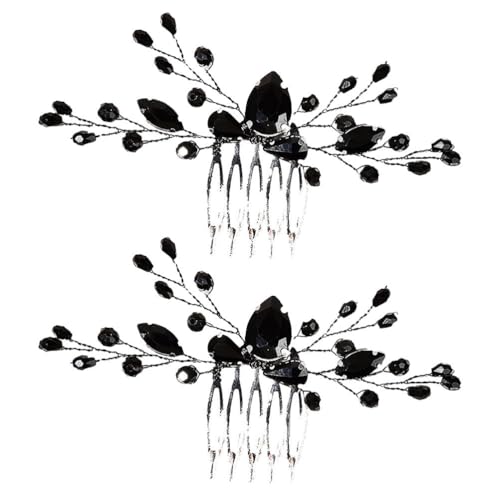 VALICLUD 2 Stück Haarschmuck Für Die Braut Heiraten Hochzeit Für Die Braut Kämme Tiaras Brautjungfern Blumen- Schleier Braut Zeug Kleid Bräutigam Braut- Dekoriert Zinklegierung Black von VALICLUD