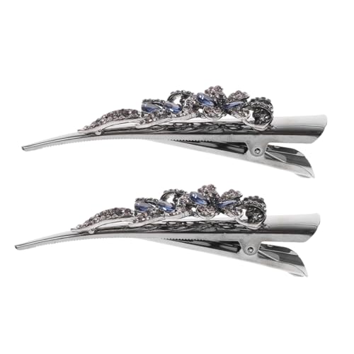 VALICLUD 2stücke Metall Haarspangen Vintage-strass-accessoires Für Damen Party Hochzeit Frisuren Glitzernde Haarschmuck Für Mädchen Juwelenbesetzte Krokodilklemmen Fürs Haar von VALICLUD