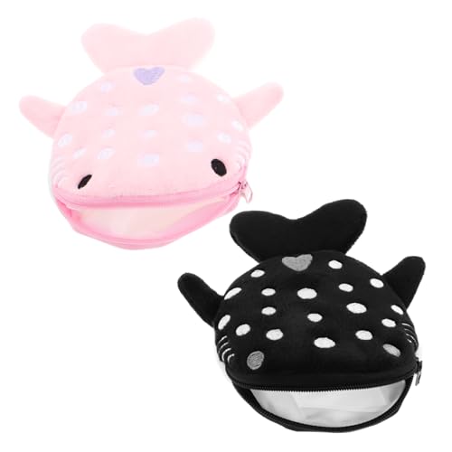 VALICLUD 2stücke Plüsch Münzbeutel Niedlicher Reißverschluss-Geldbeutel Für Mädchen Leicht Und Tragbar Süße Kleine Geldtasche Für Münzen Und Kleingeld Schwarz von VALICLUD