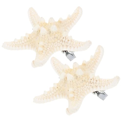 VALICLUD 2 Stück Handgefertigte Natürliche Seestern Haarspangen für Damen und Strand Haaraccessoires Weiß Partys und Besondere Anlässe von VALICLUD
