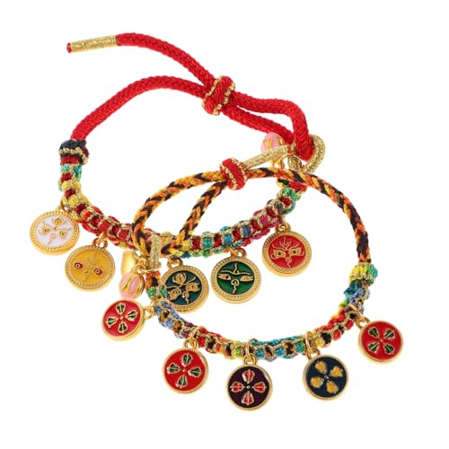 VALICLUD 2 Stück Handgefertigtes Tibetisches Seilarmband mit Pfirsichknoten Verstellbares Ethnisches Glücksarmband für Wohlstand und Reichtum Handgewebtes Buntes Armband für Männer und von VALICLUD