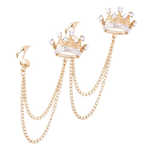 VALICLUD 2 Stück Herren Broschen Anstecknadeln mit Kronen und Musiknote Goldfarbene Fransen ketten Modische Kleidung Accessoires für Anzug Pullover und Mantel Dekoration von VALICLUD