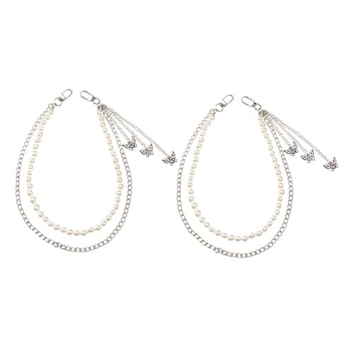 VALICLUD 2 Stück Hip Hop Hosenkette Damen Teilig Doppellagig Jeans Kette mit Perlen Stylische Taillenkette für Party Festival Alltag Punk Accessoire von VALICLUD