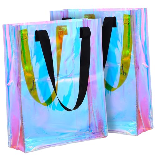 VALICLUD 2 Stück Holografische Transparente Strandtasche PVC Große Kapazität Robust Modische Damen Handtasche für Einkaufen Reisen Schule Strand und Freizeit VALICLUD 2 Stück Holografische Transparente Strandtasche PVC Große Kapazität Robust Modische Damen Handtasche für Einkaufen Reisen Schule Strand und Freizeit von VALICLUD