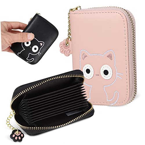 VALICLUD 2stücke Kleine Geldbörsen Mit Reißverschluss Süße Katzenmuster Kartenhalter Für Damen Und Mädchen Für Kreditkarten Und Münzen Pu Farblich Abgestimmt von VALICLUD