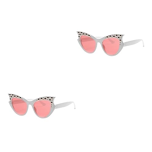 VALICLUD 2 Stück Katzenaugen Sonnenbrille Strand Sonnenbrille Damen Sonnenbrille Nieten Sonnenbrille Modische Sonnenbrille von VALICLUD