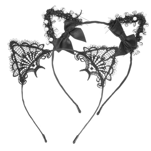 VALICLUD 2stücke Katzenohren Haarreif Aus Spitze Für Frauen Elegante Haaraccessoires Für Cosplay Partys Und Tägliches Tragen Und Zarter Spitze Vielseitig Und Charmant von VALICLUD