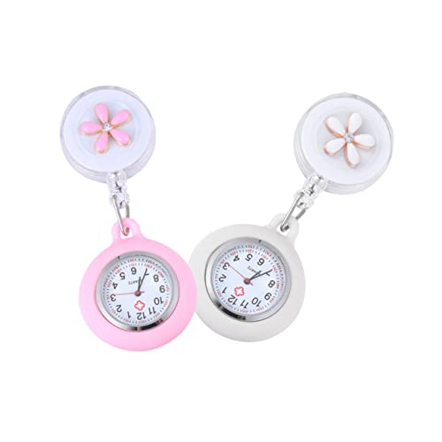 VALICLUD 2 Stück Kirschblüten Krankenschwester Wanduhr Krankenschwester Uhr Die Uhr Uhren Kinderuhr Kinderuhr Quarz Taschenuhr Cartoon Uhr Clip On Uhr Clip On Uhr Legierung Weiß von VALICLUD