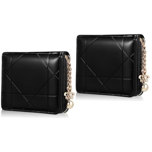 VALICLUD 2stücke Damen Portemonnaie Mit Reißverschluss Slim Wallet RFID-sicher Stilvolles Kartenetui Münzfach Für Unterwegs Geeignet Für Kreditkarten Und Bargeld von VALICLUD