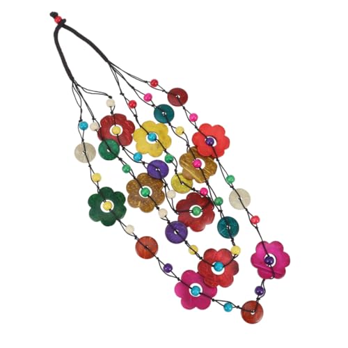 VALICLUD Böhmische Halskette Aus Kokosnussschalen Und Holzperlen 2 Stück Handgefertigt Ethnischer Stil Schmuckgeschenk Für Frauen Einzigartiges Design Für Strandpartys Und Besondere von VALICLUD