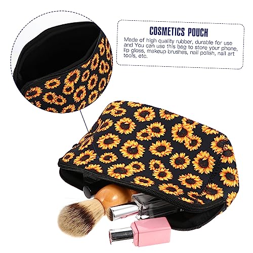 VALICLUD 2 Stück Kosmetiktasche Damen Sonnenblumen Make up Tasche Wasserabweisend Langlebig Leicht zu Reinigen Kompakt für Reise und Aufbewahrung von Schminke und Pinseln von VALICLUD