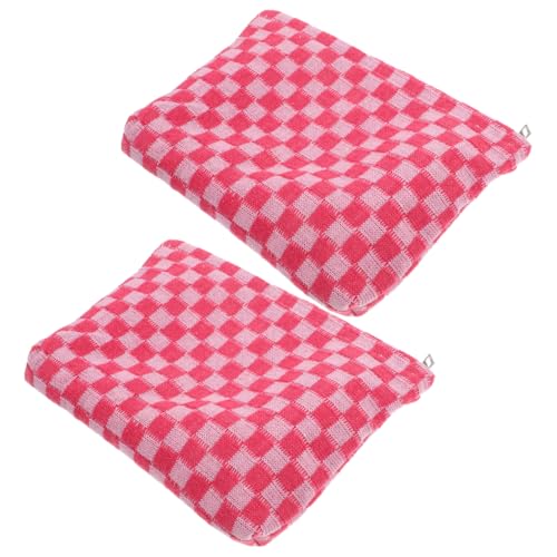 VALICLUD 2 Stück Kosmetiktasche Im Schachbrettmuster Klare Make -up -Taschen Reisen Make -up -Fall Kulturbeutel Frauen Minis Kleine Make -up -Tasche Frauentasche Organisatoren Rosa Garn von VALICLUD