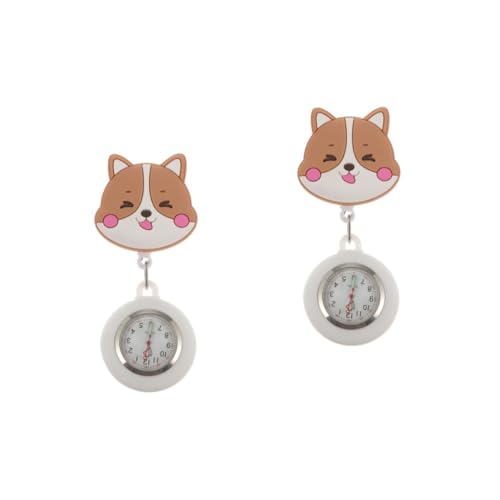 VALICLUD 2stücke Einziehbare Karabiner Taschenuhr Cartoon Hund Design Praktische Uhr Mit Hochwertigem Quarzwerk Für Pflegekräfte Und Ärzte Einfache Handhabung Und Attraktives Aussehen von VALICLUD