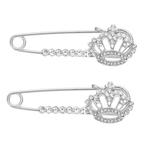 VALICLUD 2 Stück Kristallkronenbrosche Kleidung Dekoration Anstecknadel Für Damenbekleidung Sicherheitsnadel Für Frauen Hose Taille Engen Stift Anzug Reversnadel Schalnadel Legierung Silver von VALICLUD