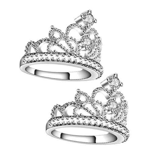 VALICLUD 2stücke Damen Kronenringe Mit Zirkonia Verlobungsringe Für Braut Hochzeitsschmuck Aus Weißkupfer Für Besondere Anlässe von VALICLUD