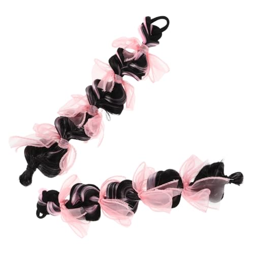 VALICLUD 2stücke Lange Geflochtene Perücke Mit Schleifen Pferdeschwanzverlängerung Für Kleine Mädchen Haarteile Für Kostüme Spiel Und Rollenspiele von VALICLUD