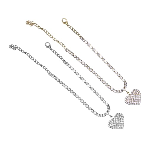 VALICLUD 2 Stück liebe Fußkettchen Hochzeit Strass-Fußkettchen für Frauen Knöchelkette Fußkettchen Armbänder für Frauen Strass-Knöchelschmuck Fußkette Strasskette Legierung von VALICLUD
