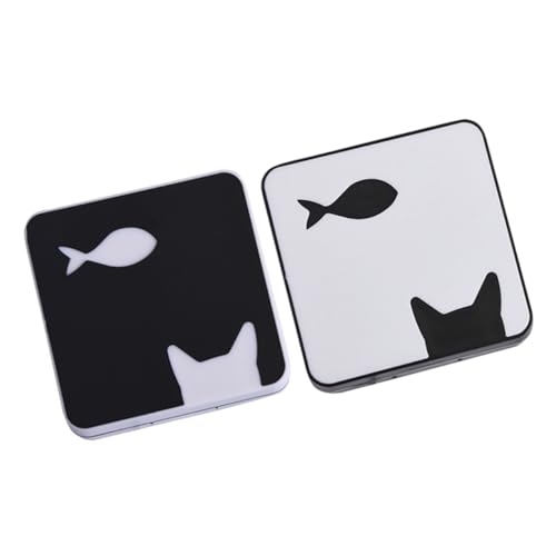 VALICLUD 2 Stück Linsenbehälter mit Fisch und Katzenmuster Kompakte Linsenbox für Reisen Langlebig mit Spiegel für Damen von VALICLUD