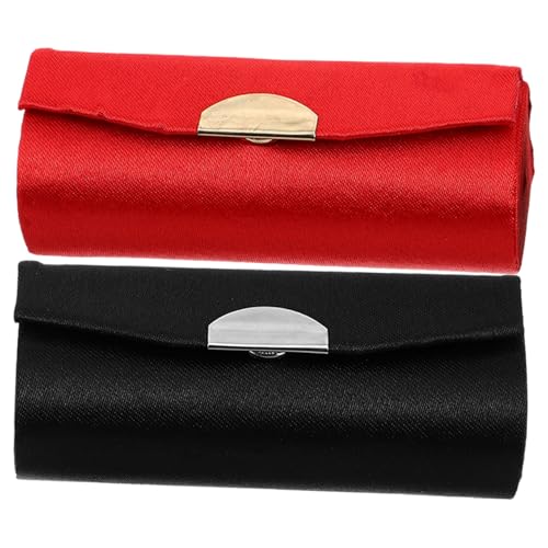 VALICLUD 2 Stück Lippenstift Fall Lippenstifthalter Mit Spiegel Reise -Make -up -Fall Juwelierorganisator Lipgloss-Organizer Mini-Kosmetiktasche Für Die Handtasche Rot Rostfreier Stahl von VALICLUD
