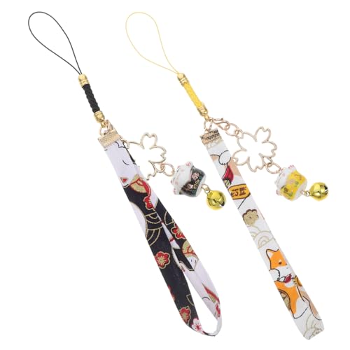 VALICLUD 2stücke Glückskatzen-schlüsselanhänger Mit Glocke Japanisches Design Winkkatze Feng Shui Reichtumssymbol Schlüsselanhänger Taschenanhänger Handyanhänger von VALICLUD