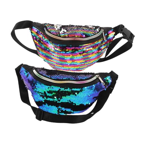 VALICLUD 2stücke Sport-Bauchtasche Mit Pailletten Für Damen Seitentasche Hüfttasche Gürteltasche Mit Verstellbarem Riemen Für Outdoor-aktivitäten Und Reisen von VALICLUD