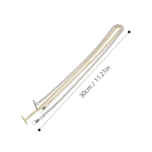 VALICLUD 2 Stück Metal Pocket Watch Chain aus Robustem Eisen Bar Verschluss Vintage Jeans Hosenkette Vielseitiges Accessoire für Westen und Freizeitkleidung Gold Silberfarben Praktische von VALICLUD