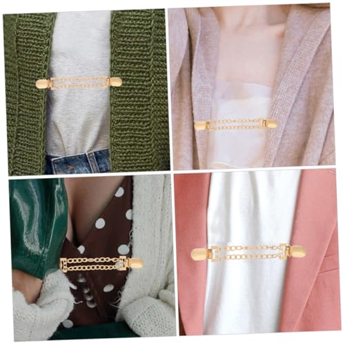 VALICLUD 2 Stück Metal Shawl Clips Damen Cardigan Clip mit Gold und Silber Kette Leichte Brosche für Pullover Kleider und Schals Einfach Anzubringen Modisches Accessoire für Kleidung und von VALICLUD