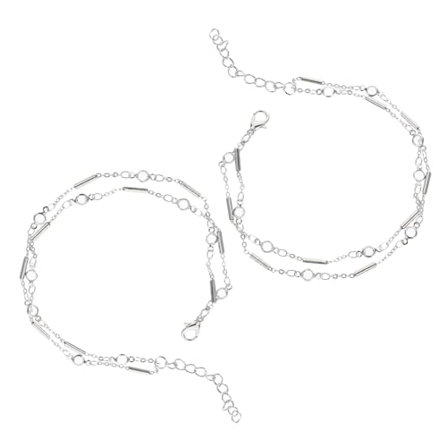 VALICLUD 2 Stück Metall Fußkettchen mit Doppeltem Fußkette für Damen Sommerlicher Schmuck Eleganter Schmuck für Strand und Alltag von VALICLUD