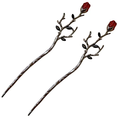 VALICLUD 2stücke Haarschmuck Mit Rosendekor Klassische Haarsch Sticks Für Frauen Langlebige Und Glatte Haarnadeln Für Elegante Haarknoten Für Verschiedene Outfits Und Haarfarben von VALICLUD