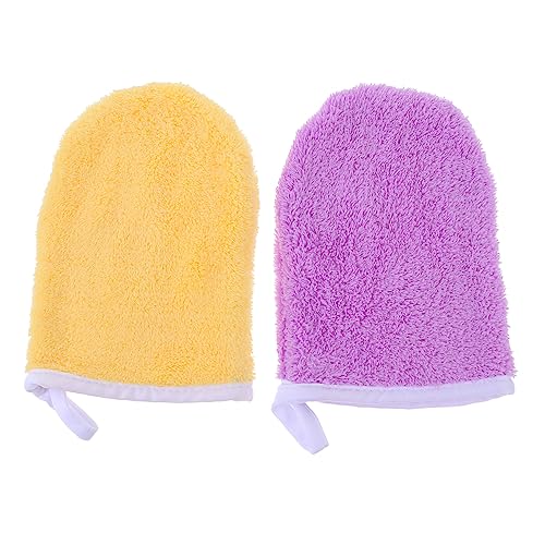 VALICLUD 2stücke Gesichtsreinigungshandschuhe Aus Superfeiner Faser Make-up-entferner-handschuhe Zum Peeling Reinigungstuch Mit Aufhängeseil Platzsparend Für Unterwegs von VALICLUD