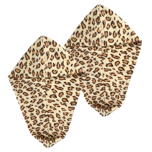VALICLUD 2 Stück Mikrofaser Haartrocknungskappe Schnell Trocknend Wiederverwendbar Duschhaube für Damen Leopard Design Saugfähig von VALICLUD