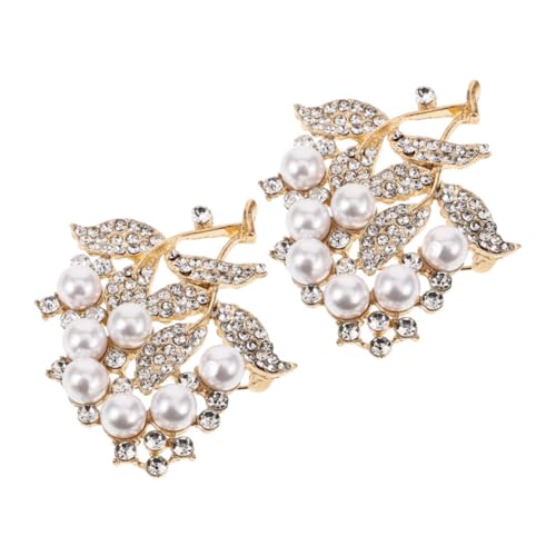 VALICLUD 2 Stück Modische Blattbroschen Damen Anstecknadeln mit Perlen und Strass Zinklegierung Langlebig Vielseitig für Kleidung Hut Tasche Dekorative Corsage Party Accessoire von VALICLUD