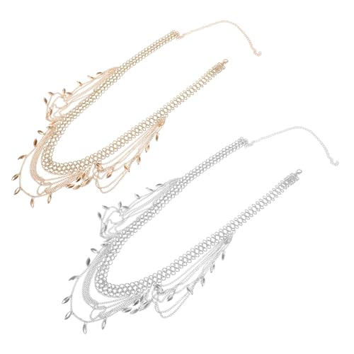 VALICLUD 2 Stück Multilayer Taillenkette Damen Ethno-stil Bauchkette mit Quasten Gold Silber Verstellbarer Gürtel Körperkette für Sommerkleider Jeans und Festliche Outfits von VALICLUD