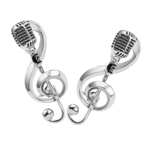 VALICLUD 2 Stück Musik Brosche Musiknoten-Abzeichen Anstecknadel mit Musiknoten Silber für Retro Mikrofon Brosche Mode Schmuck Brosche Musikalische Brosche Musikbrosche Legierung Silver von VALICLUD