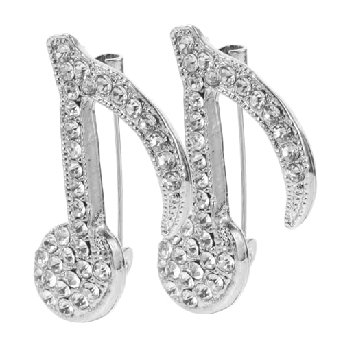 VALICLUD 2 Stück Musiknoten Brosche Vintage Stil Retro Metall Anstecknadel mit Strass für Damen Hochzeits und Party Broschen Modisches Accessoire für Kleidung und Schals von VALICLUD