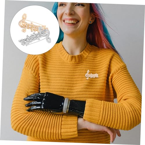 VALICLUD 2 Stück Musiknoten Brosche mit Funkelnden Strasssteinen Anstecknadeln für Damen Pins als zu Weihnachten Geburtstag und Besonderen Anlässen von VALICLUD