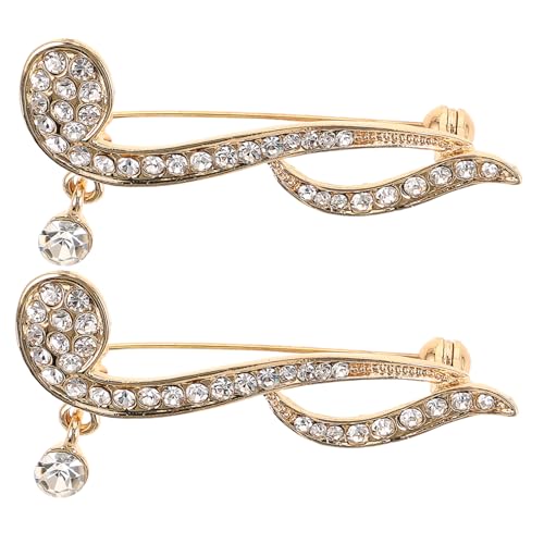 VALICLUD 2 Stück Musiknotenbrosche damen brosche Musikalisches Notensymbol Mode Schmuck Accessoire Rhinestone Brosche Abendkleid Brosche Musik Brosche Brühnadel Zinklegierung Golden von VALICLUD