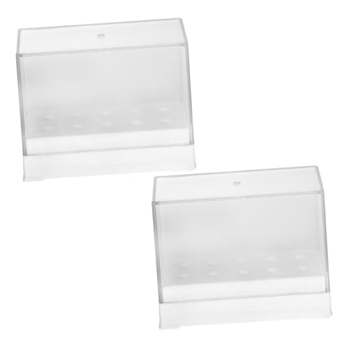 VALICLUD 2 Stück Nagelbohrer Halter Nagelfräser Aufbewahrungsbox Weiß Kunststoff Organizer Transparent Staubdicht Praktisch für Maniküre Zuhause von VALICLUD