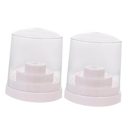 VALICLUD 2 Stück Nail Drill Bit Case Aufbewahrungsbox Teiliges Transparent Nagelbohrer Halter Organizer für Maniküre und Pediküre Professionelle Nutzung von VALICLUD