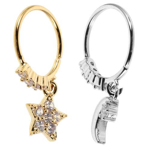 VALICLUD 2stücke Nasenring Piercing Aus Metall Mit Sternmond Design Und Strasssteinen Für Damen Eleganter Nasenschmuck Für Kreative Outfits von VALICLUD