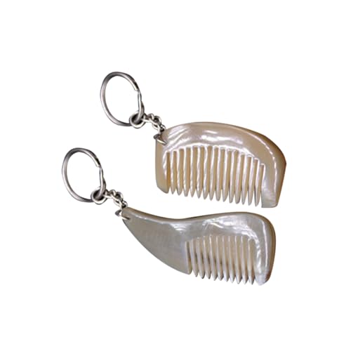VALICLUD 2 Stück Natürlicher Hornkamm Schlüsselanhänger Anhänger Mini Kamm mit Griff Kreative Dekoration Bunter Schlüsselring für Tasche Zufällige Farbe Zufällige Farbe von VALICLUD