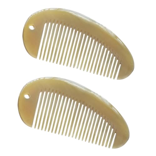 VALICLUD 2 Stück Natürlicher Hornkamm für Frauen Tragbar Antistatisch Haarpflege Grober und Feiner Zahn Haarbruch Verbessert Haarstruktur Geschenkidee von VALICLUD