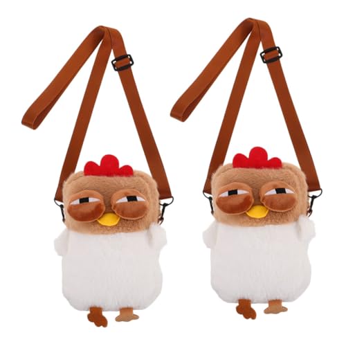 VALICLUD 2 Stück Niedliche Chicken Crossbody Bag Plüsch Umhängetasche mit Reißverschluss Kuscheliges Cartoon Design Leicht und Geräumig für Damen Shopping Reisen Freizeit von VALICLUD